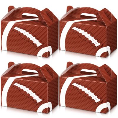 24 Pcs Football Party Treat Boxes with Handle - Football Theme Gift Box Snack Candy Goodie Boxes for Sports Theme Birthday Party Supplies