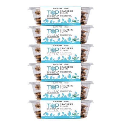 Top Seedz Certified Organic Gluten Free Cumin Seed Crackers | 6-Pack | 5 Ounces | Healthy Vegan Crackers with Plant Based Protein | Made of Sunflower, Flax, Sesame and Pumpkin Seed