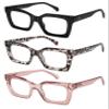 AMOMOMA 3PACK Retro Oversized Square Reading Glasses for Women Men Blue Light Computer Thick Womens Readers Spring hinge AM6015 Black/Grey Tort/Brown 1.75 x view 3