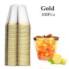 ASkinds 100 Pack Disposable Plastic Cups, 9 oz Gold Rimmed Plastic Cups for Wedding Cups Camping Party Cups view 2