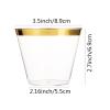 ASkinds 100 Pack Disposable Plastic Cups, 9 oz Gold Rimmed Plastic Cups for Wedding Cups Camping Party Cups view 3