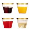 ASkinds 100 Pack Disposable Plastic Cups, 9 oz Gold Rimmed Plastic Cups for Wedding Cups Camping Party Cups view 4