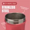 BlenderBottle Sport Insulated Stainless Steel Shaker Bottle with Wire Whisk, 24-Ounce, Pink  Protein Shakes & Hydration for Athletes & Fitness Enthusiasts, Easy Mixing, Lockable Lid view 3