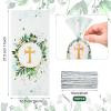 Hotop 100 Pcs Baptism Cellophane Bags Gift Treat Bag Goodie Candy with 150 Ties First Communion Party Decorations Supplies Christening Confirmation Baby Shower Serves for Boy and Girl, Gold view 2