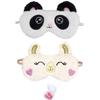 2 PCS Soft Plush Animal Sleeping Mask Sleep Eye Mask Plane Travel Nap Night Sleeping Eye Mask, Cute Panda and Alpaca Sleep Mask Blindfold Eye Cover Eyeshade with Earplugs for Kids Men Women view 1
