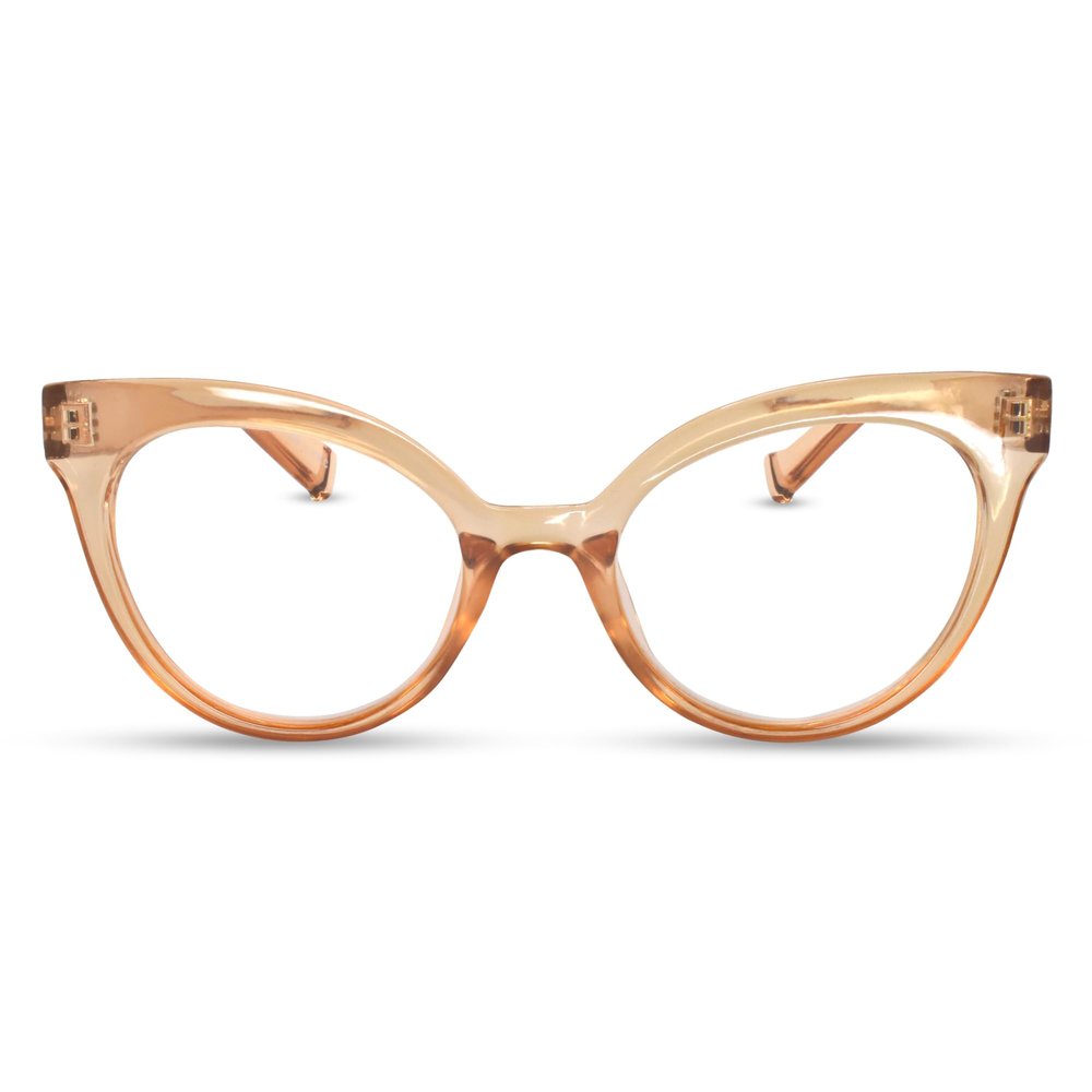 2SeeLife Oversized TR-90 Cat Eye Reading Glasses for Women Narrow-Medium Fit, Durable and Sturdy Frame, Premium Readers, Champagne, +3.50