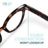 2SeeLife Oversized TR-90 Cat Eye Reading Glasses for Women  Narrow-Medium Fit, Durable and Sturdy Frame, Premium Readers, Brown Tortoise, +4.00 view 4