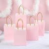 DjinnGlory 60 Pack Mini Pink Paper Bags with Handles Bulk 6.3x4.7x2.75 Inch for Birthday Wedding Baby Shower Party Favors, Treats, Goodies, Christmas Gifts, Tiny Small Business Bags view 2