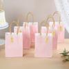 DjinnGlory 60 Pack Mini Pink Paper Bags with Handles Bulk 6.3x4.7x2.75 Inch for Birthday Wedding Baby Shower Party Favors, Treats, Goodies, Christmas Gifts, Tiny Small Business Bags view 3