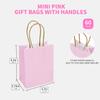 DjinnGlory 60 Pack Mini Pink Paper Bags with Handles Bulk 6.3x4.7x2.75 Inch for Birthday Wedding Baby Shower Party Favors, Treats, Goodies, Christmas Gifts, Tiny Small Business Bags view 4