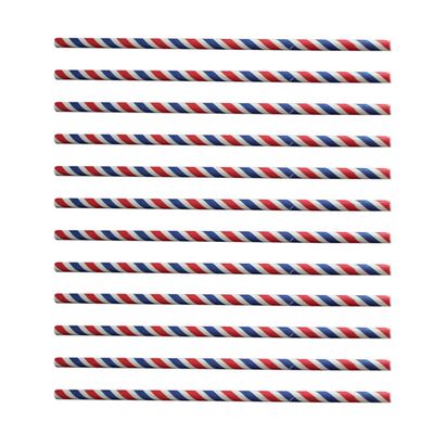 ABOOFAN 200pcs Straight Straws Drinking Straws Cocktail Straws Recyclable Straws Smoothie Straw American Flag Straws Blue Straws Wedding Dcor Decorative Straws Striped Paper