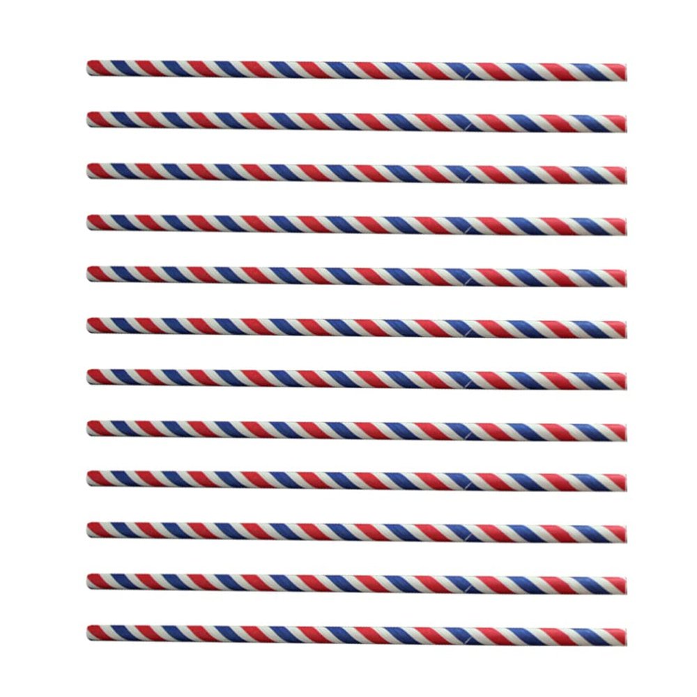 ABOOFAN 200pcs Straight Straws Drinking Straws Cocktail Straws Recyclable Straws Smoothie Straw American Flag Straws Blue Straws Wedding Dcor Decorative Straws Striped Paper