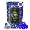 BLUE TEA - Butterfly Pea Flower Tea - 100 Count - Pyramid Plant Based Tea Bag | ANTIOXIDANT RICH | Tea Gift - Herbal Tea - Flower Based - Caffeine Free - Non-Bitter | Zipper Pack view 1