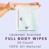 HyperGo XL Body Wipes for Women & Men  12" x12" Rinse-Free Full Body Cleansing Wipes 2-20 Count Packs - Lavender | Biodegradable, Hypoallergenic, Aloe-Infused | Gym, Festival, Camping Essentials view 2
