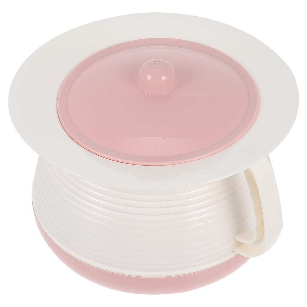 Housoutil 1PC Chamber Pot with Lid, Bedside Urinal Bottle with Cover and Handle, Bucket Potty Urine Pots to, Suitable for Household Pregnant Elderly Adults (Pink)