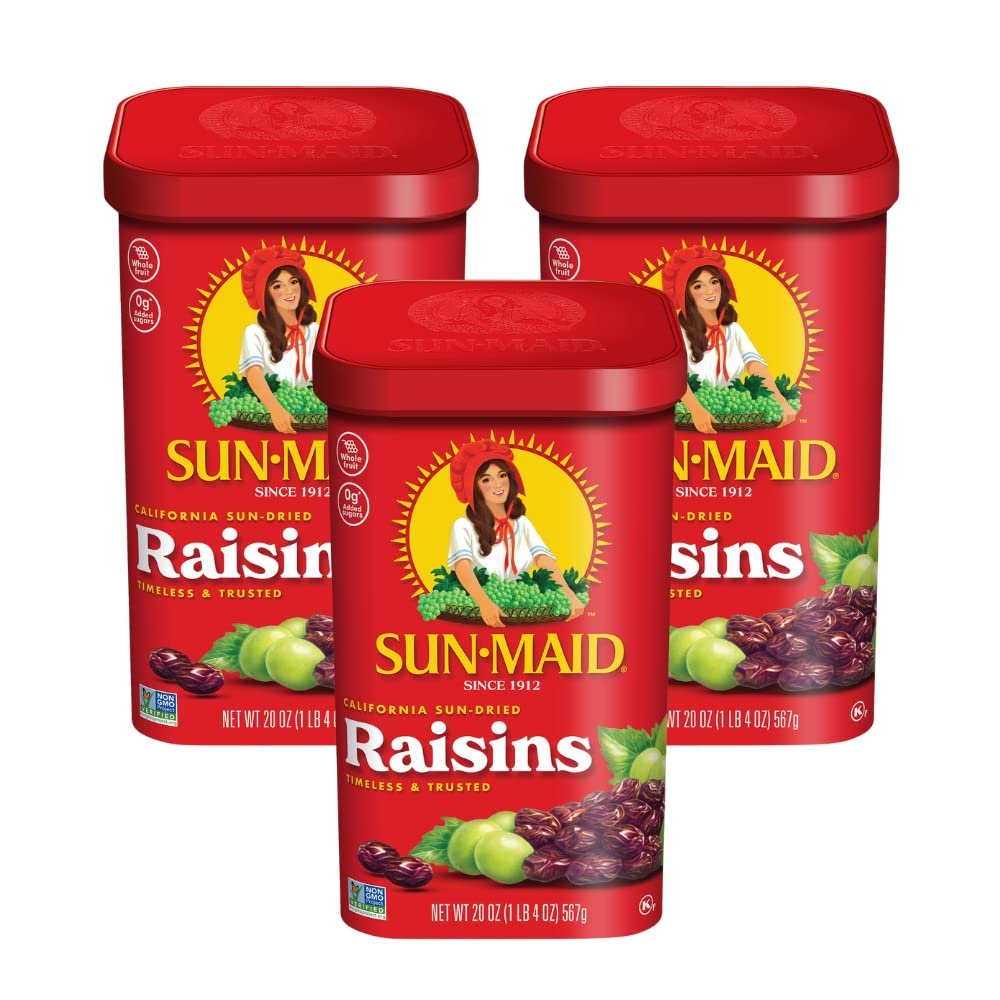 Sun-Maid Raisins Canister (20 Ounce, Pack of 3)