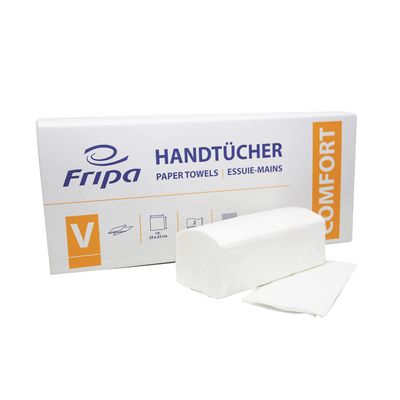 Fripa Comfort Paper Towels 2-Ply 20 Bundles x 160 Sheets 100% Cellulose V-Fold Brilliant White