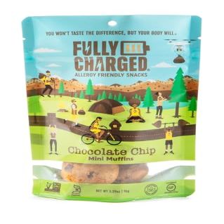 Fully Charged Allergy-Friendly Snacks | Chocolate Chip Mini Muffins Snack Cakes | Gluten-Free | Top 14 Food Allergen-Free | No High Fructose Corn Syrup | Peanut & Tree Nut Free (contains Coconut) | Wheat, Egg, Soy, & Dairy Free | Organic | Non GMO |