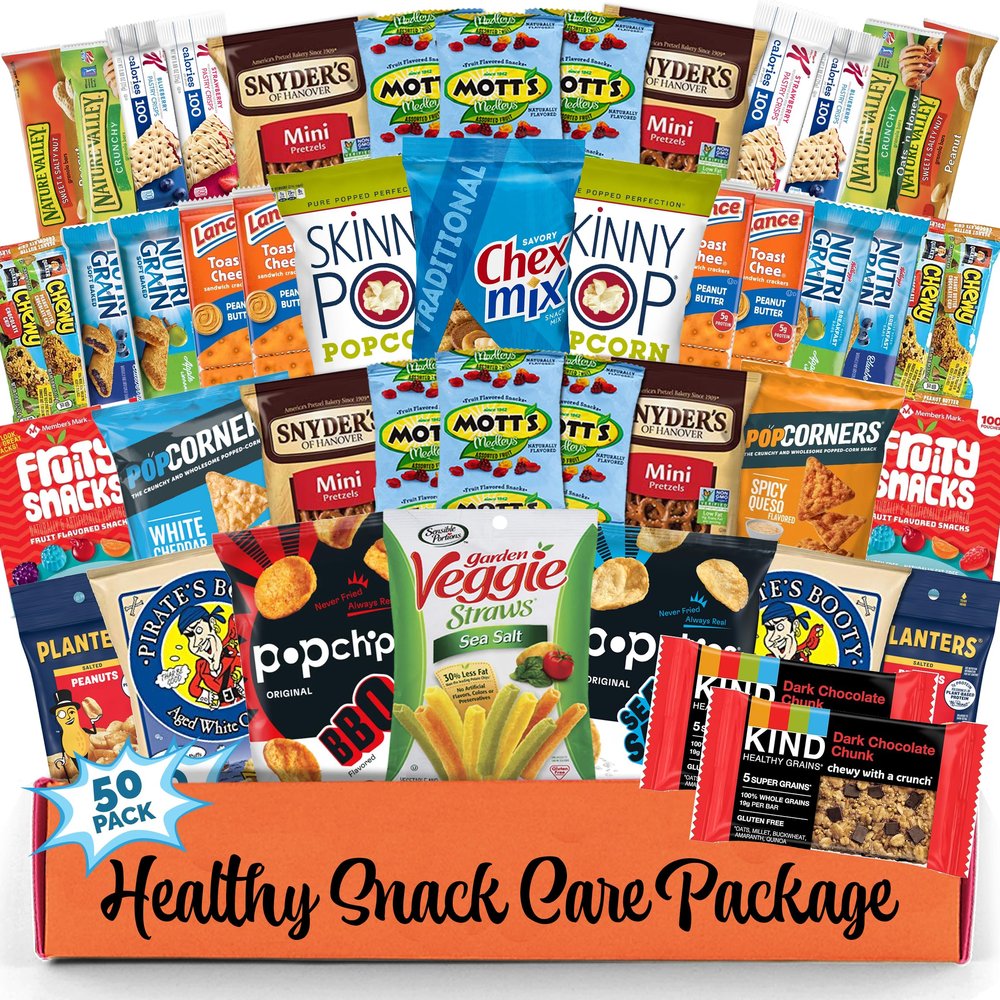 Healthy Snack Box Variety Pack (50 Count) - Valentines Healthy Snacks Variety Pack for Adults, Kids and Teens with Chips, Cookies & Granola Bars - Valentines Care Package College, Birthdays & Travel