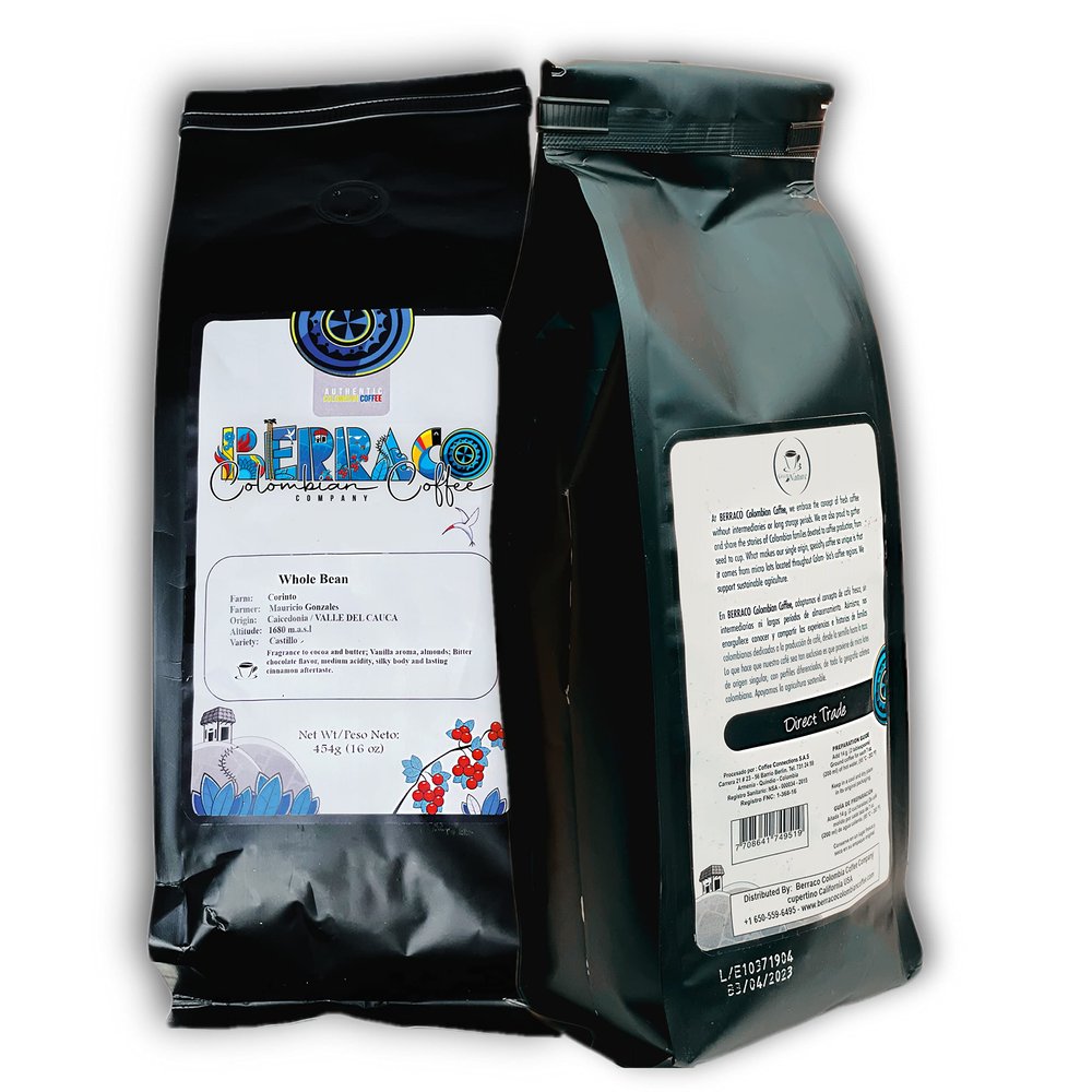 16 ounces bag ground and whole beans coffee- Colombia single origin - Medium roast - Best roast coffe bean by Berraco colombian coffee