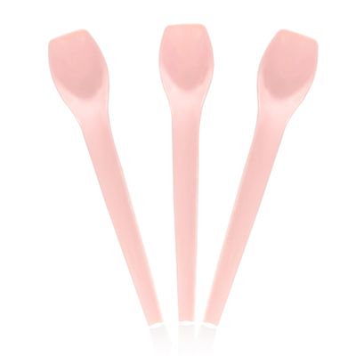 [96 Count]Bellefino Disposable Ice Cream Spoon, Plastic Gelato Spoon for Dessert, Square Front Tip, Pink Spoons [2 Packs, Pink]