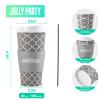 JOLLY PARTY [100 Sets] 20 oz Paper Coffee Cups, Disposable Coffee Cups with Lids,Sleeves and Straws, Hot Cold Beverage Drinking Cup for Water, Coffee or Tea, To-Go Cup Suitable for Office and Travel view 2