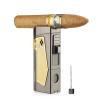 cgaplus Cigar Torch Lighter with Cigar Stand on Top Four Jet Flame Butane Refillable Cigar Lighter with Punch(Black) view 2