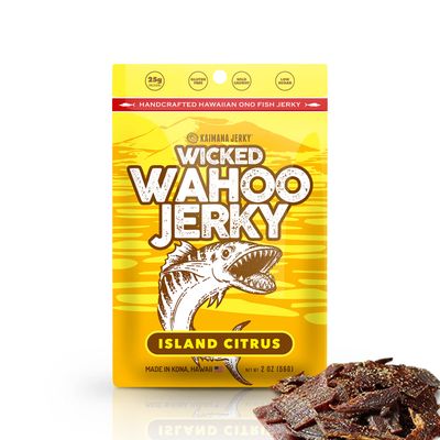 Island Citrus Wahoo Ono Fish Jerky - Organic Smoked Fish Strips, Rich in Omega-3 & Protein, Low-Calorie, Low Sodium & Sugar - Zesty Umami Flavor - 2oz Bag, Gourmet Snack by Kaimana Jerky
