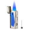 cgaplus Cigar Torch Lighter with Cigar Stand on Top Four Jet Flame Butane Refillable Cigar Lighter with Punch(Grey) view 1