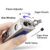 cgaplus Cigar Torch Lighter with Cigar Stand on Top Four Jet Flame Butane Refillable Cigar Lighter with Punch(Grey) view 4