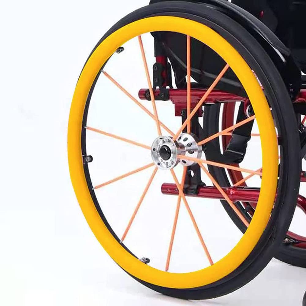 1 Pair 24-inch Rear Wheel Sports Wheelchair Non-Slip Wear-Resistant Silicone Hand Push Cover, Hand Wheel Snare Pads,Yellow