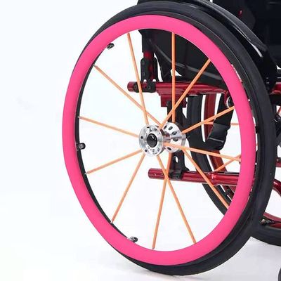 1 Pair 24-inch Rear Wheel Sports Wheelchair Non-Slip Wear-Resistant Silicone Hand Push Cover, Hand Wheel Snare Pads,Pink