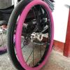 1 Pair 24-inch Rear Wheel Sports Wheelchair Non-Slip Wear-Resistant Silicone Hand Push Cover, Hand Wheel Snare Pads,Pink view 3