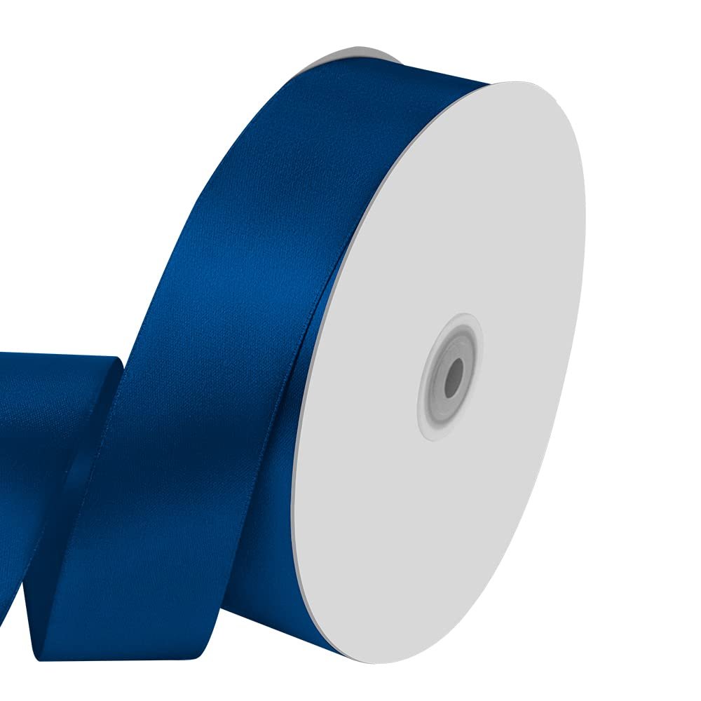 1-1/2" Wide x 100 Yards Single Faced Navy Blue Satin Ribbon, Royal Blue Ribbon Use for Bows Bouquet, Gift Wrapping, Wedding, Floral Arrangement (Navy Blue)