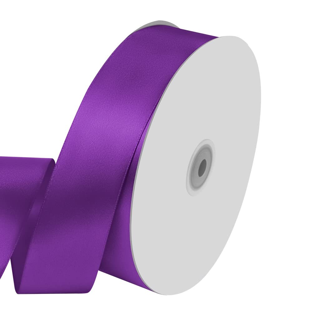 1.5" Wide x 100 Yards Single Faced Polyester Purple Satin Ribbon, Perfect for Wedding, Gift Wrapping, Bow Making & Other Projects (Purple)