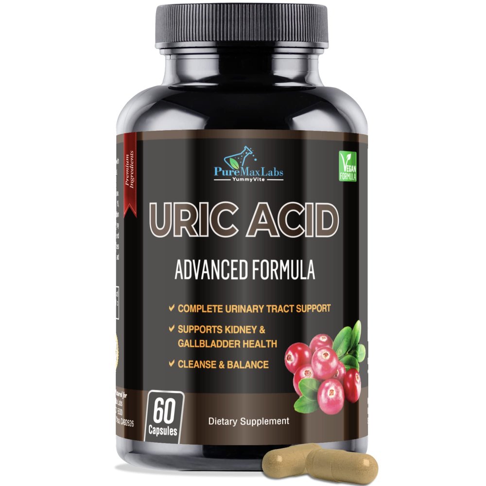YUMMYVITE Uric Acid Advanced Formula  Kidney, Liver, Gallbladder, Urinary Tract Cleanse with Cranberry, Chanca Piedra, Tart Cherry, Milk Thistle and Bromelain 60 Capsules