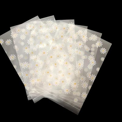 UUYYEO 100 Pcs Daisy Flower Self Sealing Bags Cello Cellophane Bags Self Adhesive Candle Soap Cookie Bags Poly Treat Bags White