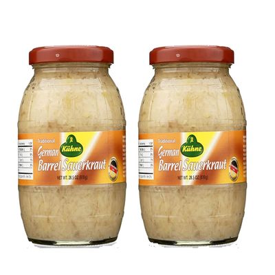 Traditional German Barrel Sauerkraut, 2 Glass Jars 28.50 oz (810g)