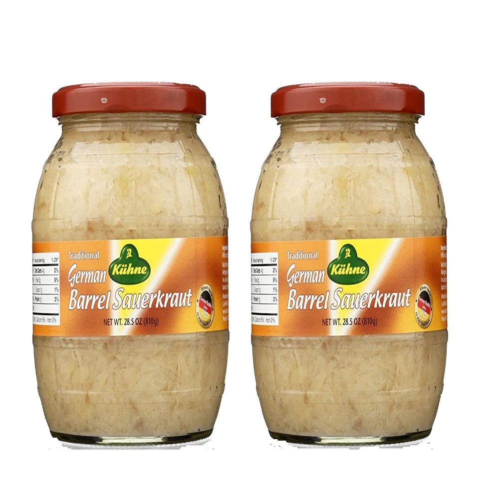 Traditional German Barrel Sauerkraut, 2 Glass Jars 28.50 oz (810g)