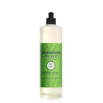 MRS. MEYER'S CLEAN DAY Liquid Dish Soap, Fresh Cut Grass Scent, 16 Ounce Bottle
