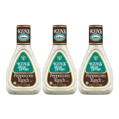 Ken's Steak House Peppercorn Ranch Dressing (Peppercorn Ranch, 16 Fl Oz, Pack of 3)