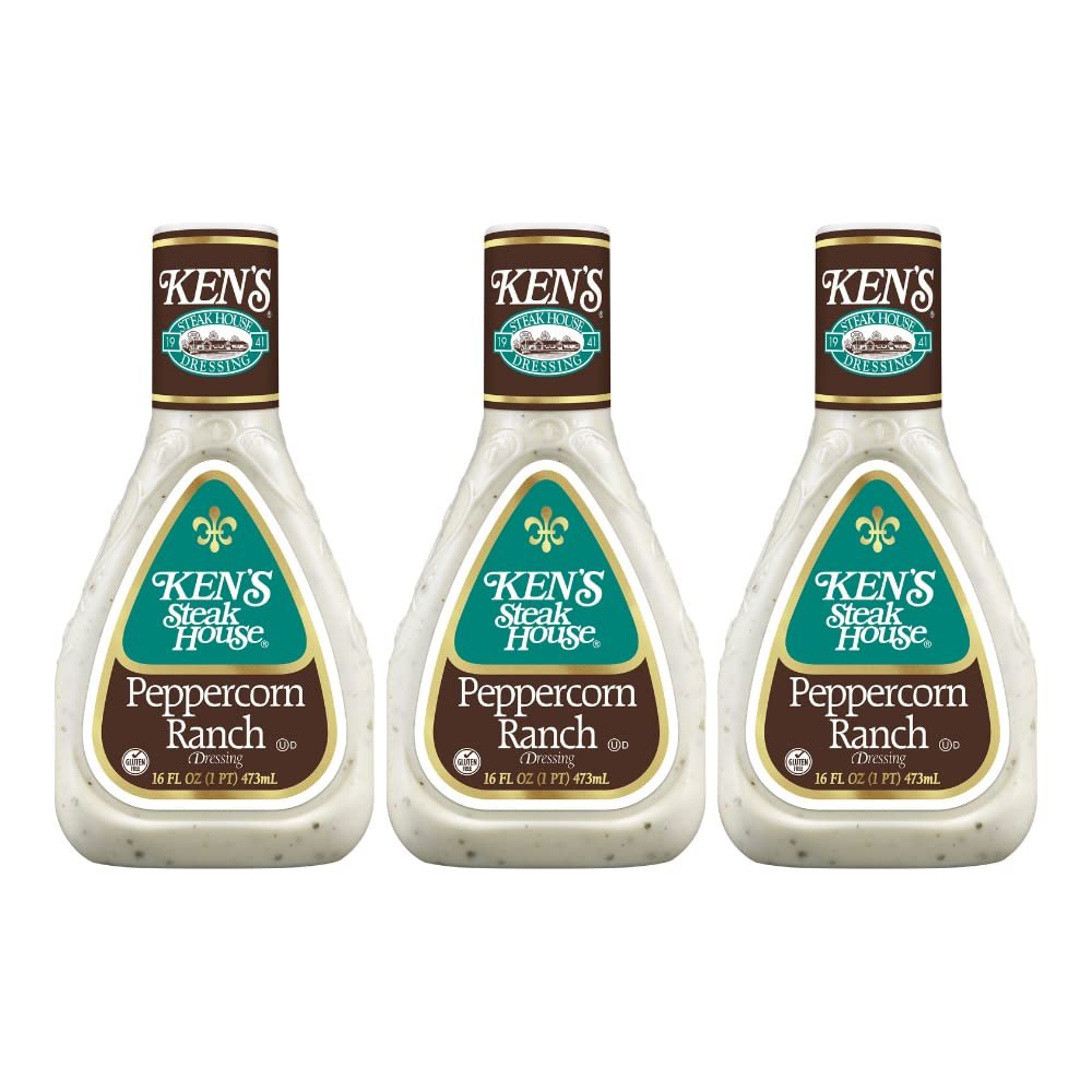 Ken's Steak House Peppercorn Ranch Dressing (Peppercorn Ranch, 16 Fl Oz, Pack of 3)