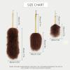 iHUFeather Lambswool Duster 14'' Length Solid Wooden Handle Leather Hang Strap for Cleaning Ceiling Fans Window Blinds Computer Furniture Figurines TV Natural Feather Duster,Brown view 2