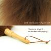 iHUFeather Lambswool Duster 14'' Length Solid Wooden Handle Leather Hang Strap for Cleaning Ceiling Fans Window Blinds Computer Furniture Figurines TV Natural Feather Duster,Brown view 3
