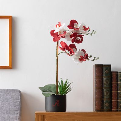 Alabama Orchid Plant - Alabama University Faux Orchid Plant - Alabama Gifts for Men, Alabama Gifts for Women - Alabama Gifts, Crimson Tide Decorations