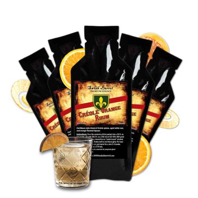 Creole Orange Rhum Flavoring Essence (5 Pack) Liquor Flavor Refill Packet for Bootleg Kits & Barrel Aging, Swish Barrel Premium Extract for Cocktails, Mixology & Moonshine Distilling, 5 x 20ml (.65oz)