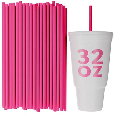 Disposable Tumbler Straws - 10 Inches Tall (Pink, 250)