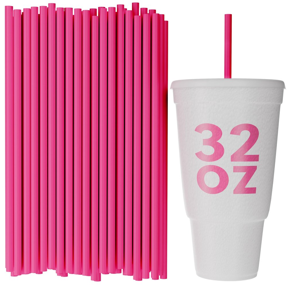Disposable Tumbler Straws - 10 Inches Tall (Pink, 250)