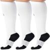 (3 Pack) MMHG Compression Socks Women & Men 20-30 mmHg for Nursing Sports Running Athletics Travel Flight Work - Unisex Knee High Support Stocking - White, Medium view 1