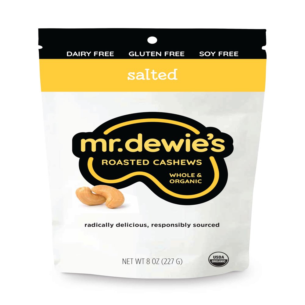 Mr. Dewie's Uniquely Flavored Whole Organic Roasted Cashews (Salted) - 8oz bag
